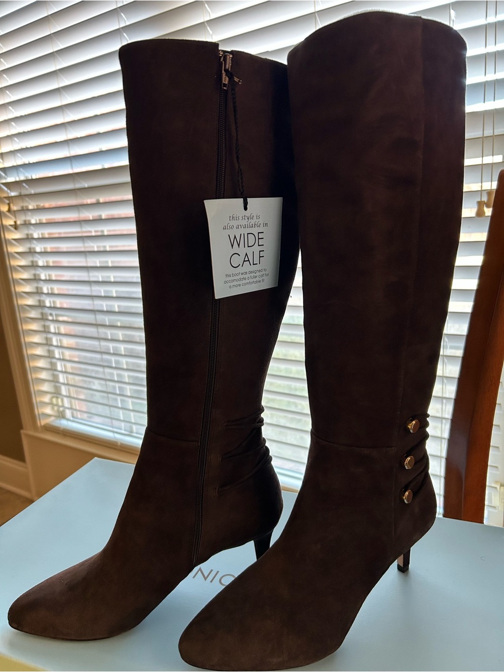 ANTONIO MELANI Dark Brown Wide Calf Boots